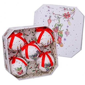 Bolas de Navidad Blanco Multicolor Papel Polyfoam Calcetines 7,5 x 7,5 x 7,5 cm (5 Unidades)