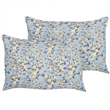Conjunto de 2 Cojines de Exterior Rectangulares 40 x 60 cm Azul Poliester Motivo Floral para Jardín y Patio