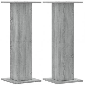 Soportes Altavoces de Madera 2 uds 30x30x80 cm Color Gris Hormigón, Gris Sonoma y Blanco