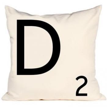 SuperStudio Lo + deModa letra D funda para almohada, 100% algodón, blanco, 50 x 50 x 0,4 cm
