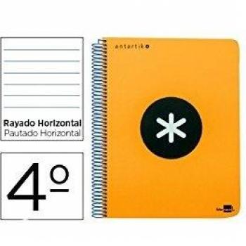 Cuaderno espiral liderpapel a5 antartik tapa dura 80 h 100 g horizontal con margen color naranja fluorescente