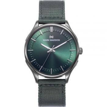Mark Maddox - Reloj Hombre Greenwich, caja de acero y correa de nylon verde