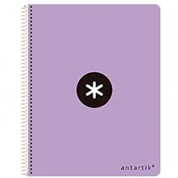 Cuaderno espiral liderpapel a4 antartik tapa dura 80h 100 gr cuadro 5mm color lavanda microperforado