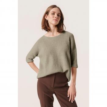 Soaked in Luxury Women's Beige Round-Neck Knitwear - Size 2XL