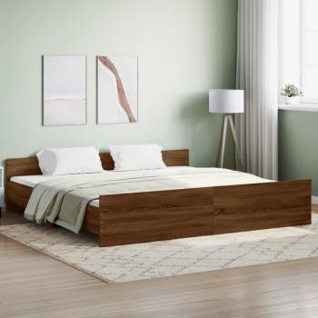 Cama con cabecero y piecero de roble marrón 200x200 cm