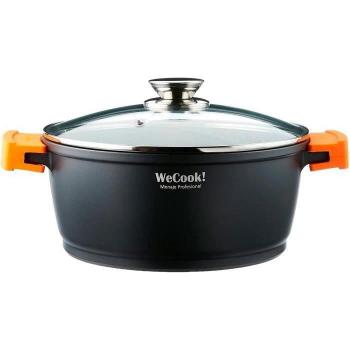 Cazuela Alta Inducción WECOOK! Ecochef Titanio 20cm con Tapa de Cristal, Aluminio Fundido, Antiadherente QUANTANIUM Ecológico sin PFOA, Espesor