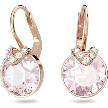 Swarovski Pendientes Bella V, Cristal Redondo Rosa, Baño en Oro Rosa 5662114