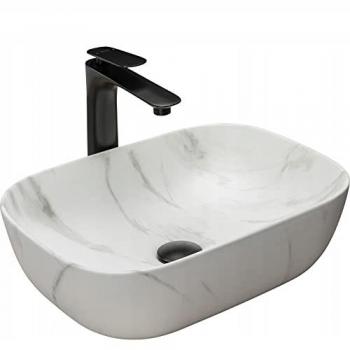 Lavabo sobre encimera REA Belinda Mármol Mate Blanco Rectangular 46x32cm