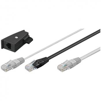 Cable de Red UTP Categoría 6 Rígido Goobay 3m con Adaptador TAE Negro/Gris