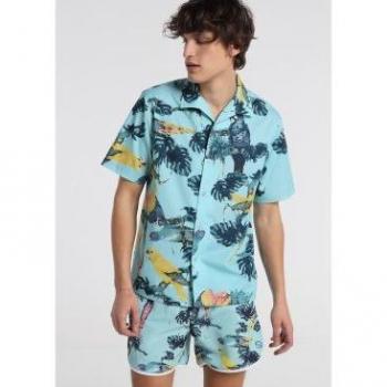 Six Valves - Camisa Polera Fever Parrot - Estampado Azul