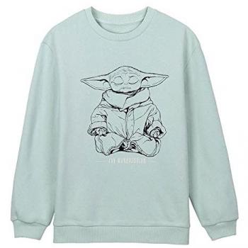 Sudadera sin Capucha Mujer The Mandalorian Verde - Talla XS - 100% Algodón de 240 gsm - Estampado con Baby Yoda - Producto Original Diseñado en España