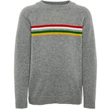 NAME IT Jersey de punto para chico, de algodón orgánico, en gris con rayas gris Grau/Grey Melange Talla:104/3-4 Jahre