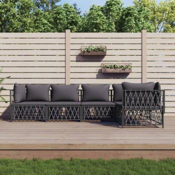 vidaXL 5-Piece Anthracite Steel Garden Lounge Set with Cushions