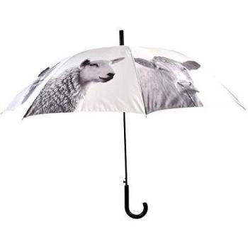 Esschert Design Paraguas con diseño de animales de granja, de poliéster y acero, diámetro 120 x 94,5 cm, mango de plástico, con diferentes motivos de animales, color blanco y negro