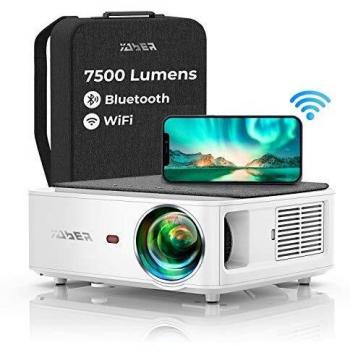 Proyector YABER V6 1080P WiFi 5G Bluetooth 4K Full HD con Función Keystone y Zoom, Bolsa de Almacenamiento Pequeña para Cine en Casa, Compatible, Color Blanco