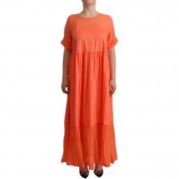 Twinset Coral Cotton Blend Short Sleeves Maxi Shift Dress - IT44 | L