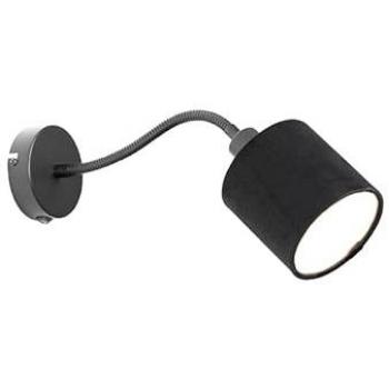 Aplique Moderno Negro con Pantalla e Interruptor Negro y Brazo Flexible - Merwe, Textil/Acero, E14, Max. 1 x 4 Watt