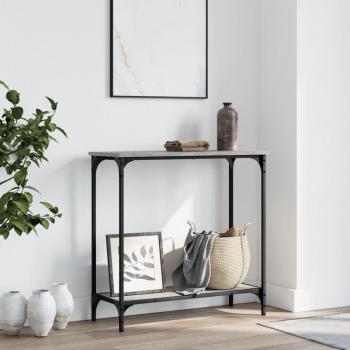 Mesa consola de madera de ingeniería 75x30,5x75 cm en color Negro, Roble Sonoma y Roble ahumado - Mesa de sofá, mesa de entrada para salón, consola de entrada, mueble recibidor y mesita