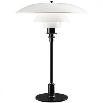 Lámpara de Mesa Louis Poulsen PH 3½-2½ Negra con Pantalla de Cristal Opalino