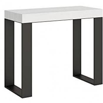 Consola extensible 90x40/196 cm Efecto Madera Fresno Blanco con Estructura Antracita