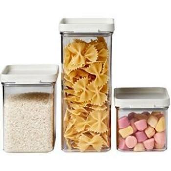 Set de 3 Contenedores de Almacenamiento Omnia Nordic White - Capacidad 700 ml, 1100 ml y 2000 ml - Contenedores Alimentarios Prácticos y Airtight
