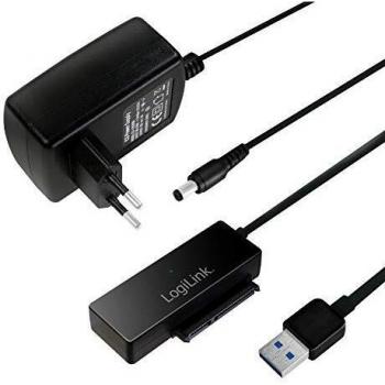 Adaptador USB 3.0 a SATA con alimentación y interruptor, negro