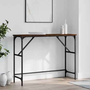 Mesa consola de madera de ingeniería en color negro, roble sonoma y roble ahumado, dimensiones 100x32x75 cm, ideal como mesa de sofá o mesa auxiliar para salón y recibidor