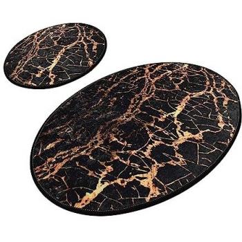 Set de Alfombras de Baño Antideslizantes Negro y Naranja 2 Piezas - Terciopelo Suave - Lavables a Máquina - 50x60 cm y 60x100 cm