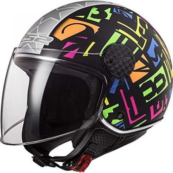LS2 Casco de moto OF558 SPHERE LUX CRISP Negro HI VIS Amarillo, Negro/Fluo, XS