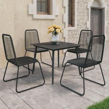 5-Piece Black PVC Rattan Garden Dining Set