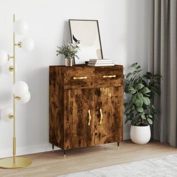 Aparador de madera de ingeniería 69,5x34x90 cm Mueble de Almacenaje de Salón Buffet Armario Auxiliar Armario de Almacenamiento roble ahumado Marrón
