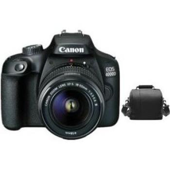 Cámara Réflex Digital Canon EOS 4000D Kit con Lente EF-S 18-55mm F3.5-5.6 III + Tarjeta SD de 32 GB + Batería LP-E10 + Bolsa