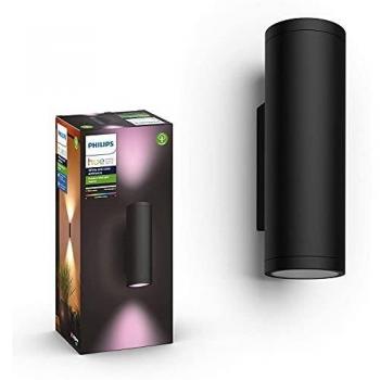 Philips Hue Appear Outdoor Wall Light Fixture with White and Color Ambiance LED, Black - Smart Lighting with WiFi & Bluetooth Compatibility