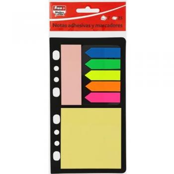 Set de Notas Adhesivas y Marcadores Translucidos Surtido Pequeño - Incluye colores y tamaños surtidos, indicadores PET, 25 hojas por bloc, ideal para archivadores de 4 anillas tamaño A5