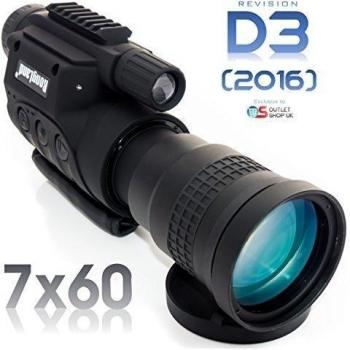 Rongland NV760-D3 (2016) 7x60 DISPOSITIVO DIGITAL Y PROFESIONAL DE VISIÓN NOCTURNA Y CÁMARA COLOR COMPLETO (monocular del alcance) - Nuevo modelo de agosto de 2016 con baterías recargables -Calidad de imagen comparable a Gén. 2 - Operación en luz del