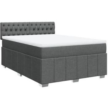 Cama box spring con colchón tela gris oscuro 160x200 cm Vidaxl