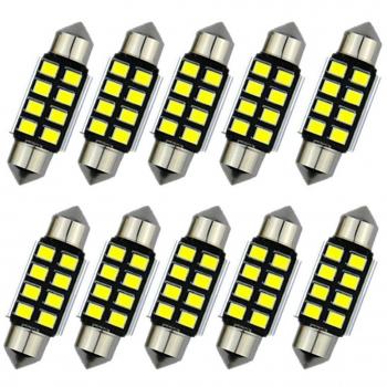 KATUR 36mm 6418 6461 LED Super Brillante 5630 Chipsets CanBus de Aluminio Festoon sin Errores Mapa del Interior de la Puerta del Coche Luces de Techo Xenón Blanco 12V Paquete de 10