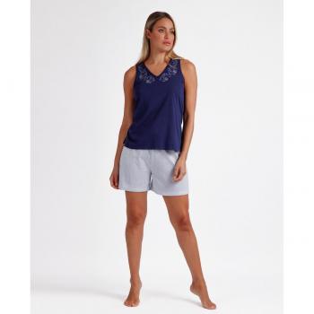 Pijama Sin Mangas Blue and Blue marino Admas para mujer