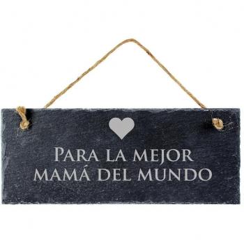 Pizarra con grabado – Para la mejor mamá del mundo –Con colgador de pared – Regalo ideal para día de la Madre, para Navidad o para cumpleaños