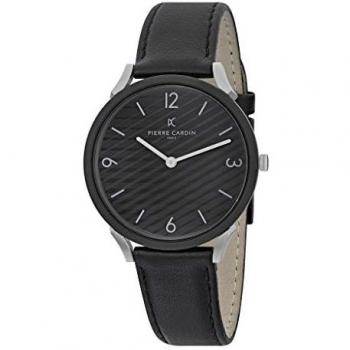 Pierre Cardin Pigalle Stripes Men's Black Leather Analog Watch Cpi.2018 - One Size