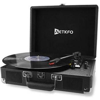 Tocadiscos Bluetooth, Tocadiscos de Vinilo Vintage con Estéreo Altavoces Integrados, Toca Discos de Vinilos, 3 Velocidades 33/45/78 RPM, Equipado con Puerto USB/SD/AUX, Soporte de Bluetooth