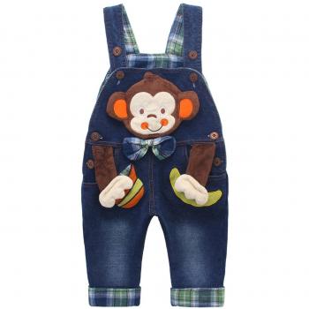 Niñas Peto Vaqueros Overalls Mono Pantalón Largo Ajustable con Animal Conejo Y Mariposa Azul