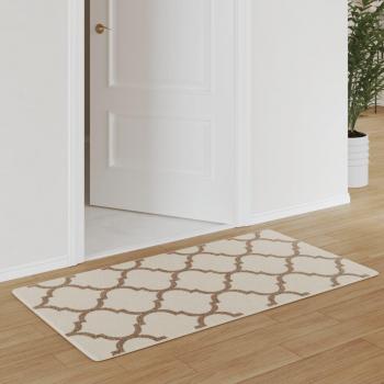 Alfombra interior exterior antideslizante pelo corto 80x150 cm Color Hoja Geométrico Borde para Sala de Estar Dormitorio Habitación Salón