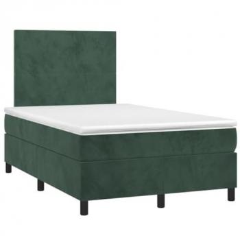 Cama box spring con colchón terciopelo verde oscuro 120x190 cm Vidaxl