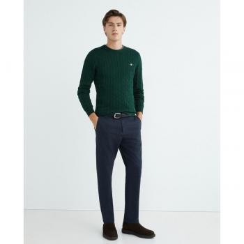 Jersey de hombre Gant de algodón verde con ochos y cuello redondo (Tamaño S)