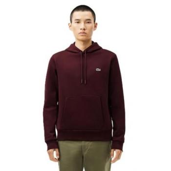 LACOSTE Men's Burgundy Cotton Hoodie, Size L