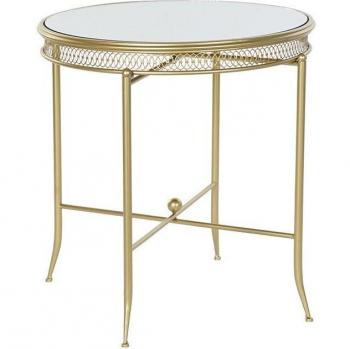 DKD Home Decor Mesa Auxiliar 56 x 56 x 56 cm Espejo Dorado Metal Desgastado