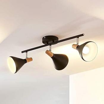 Plafón de techo Lindby Arina negro, 3 luces E14, moderno, hecho de metal, apto para dormitorio
