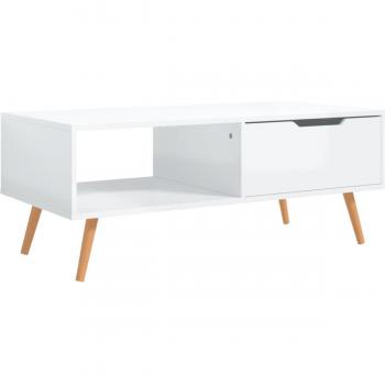 vidaXL High Gloss White Coffee Table with Storage, 100x49.5x43 cm, Engineered Wood