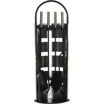 Set de Utensilios para Chimenea DKD Home Decor Plateado de Acero (4 Piezas)